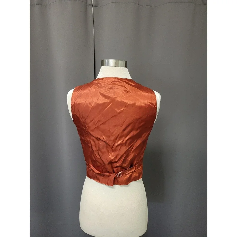 Harmal New York Vest Rust Suede Leather Western Boho Button Front‎ Size M
